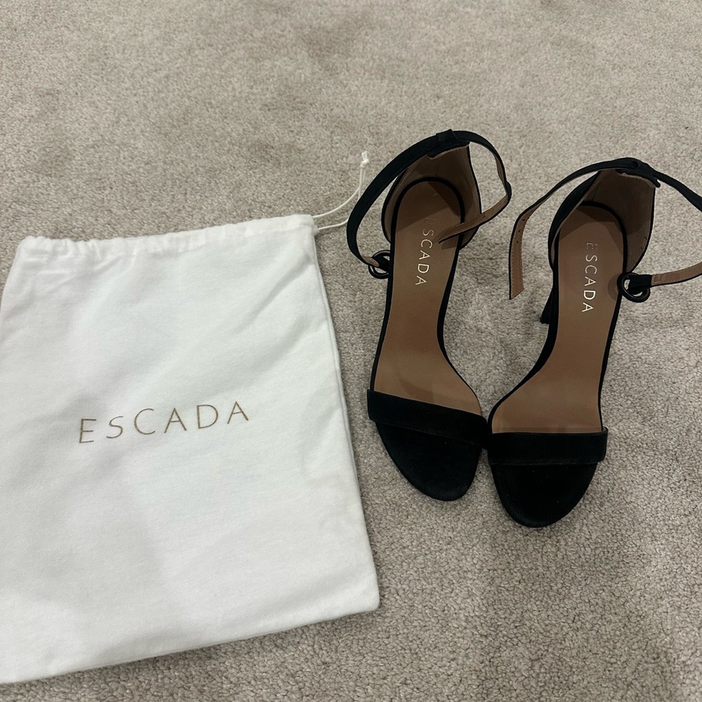 Escada Black Ankle Strap Heels